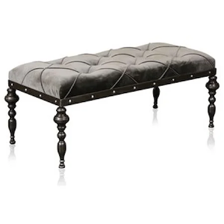 Tufted Velvet Cocktail Bench with Metal Base